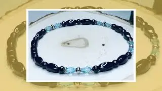 UNIK629 Anklet with high power magnetic beads and light blue crystals