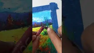 Oil pastel technique - autumn landscape #creativeart #oilpastel #easydrawing #painting #art