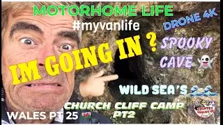 Wales Pt25🏴󠁧󠁢󠁷󠁬󠁳󠁿&rdquo;Spooky Cave&rdquo; Wild Sea&rsquo;s Drone Church Cliff Offgrid Motorhomers Llanbadrig