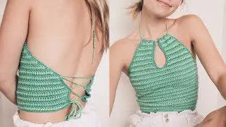 ♡ how to: 90s aesthetic crochet striped halter top ♡