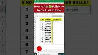 How to Create Bulleted Lists in Excel🔥 #excel #msexcel #exceltips #exceltricks #shorts #tips #trick