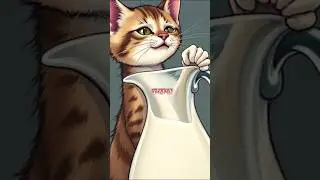 Clever Cat Uses Pebbles to Reach Milk! 💡🧠🐱🥛#clevercat #smartcat #ai #aivideo #aiart