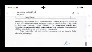 Mpuat ICAR Spot Qouata Admission Vacant Seats 2025. ICAR Spot Qouata Admission Vacant Seats Mpuat.
