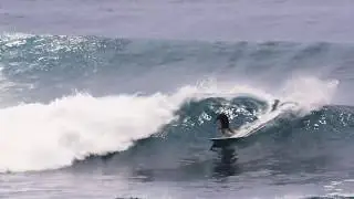 Jim Banks, Ash Grunwald and Harley Banks Surfing Twin Keel Fishes at Uluwatu