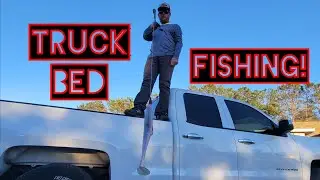 Catching Bass from the BED OF MY TRUCK!!?? BIGGIN CAUGHT!!!