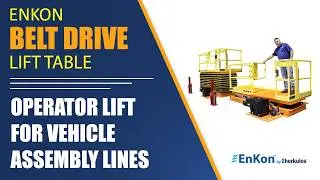 v1602 01 enkon operater belt drive scissor lift table pit mounted work cell vehicle assembly line