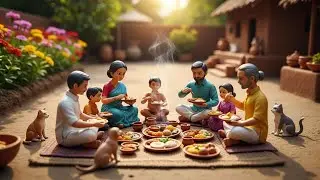 Miniature Doll Family Eating Together | Indian Village Food ASMR