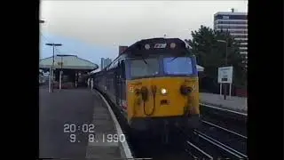 Class 50 No 50048 Dauntless leaves Waterloo for Exeter and arrives in Basingstoke 9 August 1990