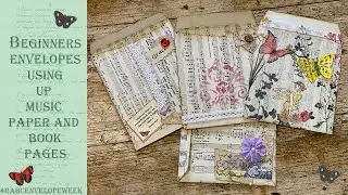 Beginners Envelopes for Junk Journals - Using up Music Paper and Book Pages - Tutorial