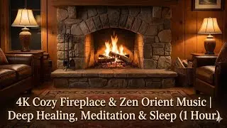 Relaxing Music By The Fireplace. Zen Orient | Peaceful & Mediation & Sleep Music (1 Hour)