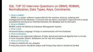SQL Basic Interview questions for fresher