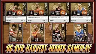 86 OVR HARVEST HEROES SETS COMPLETE & GAMEPLAY! | NBA LIVE MOBILE 19 S3 HARVEST PROMO HEROES