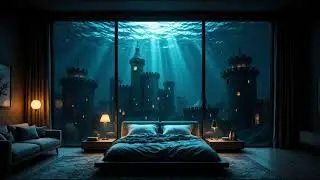Mesmerizing Underwater Atlantis: Calming Light Rays and Bubbling Air in a Dreamy Underwater World
