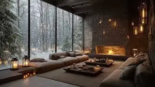 🤍❄️Slow Winter Piano Sounds | Snowy Window & Fire Ambience for Healing Night Rest