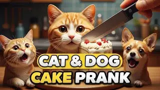 🙀 Cat and Dog Reaction to Cutting Cake 🐶 Cake cut in front of Cats and Dogs Prank Compilation