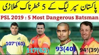 PSL 2019 : Top 5 Most Dangerous Batsman In Pakistan Super League 2019 | Jalil Sports