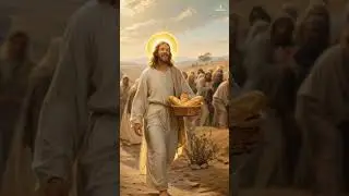 Jesus Shares Bread: A Divine Act of Compassion #virginmary #jesus #angel #avemaria #prayer #love