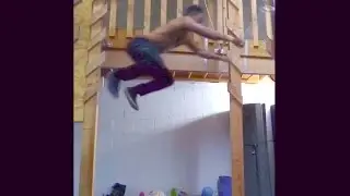 Reverse Double Salmon Ladder - American Ninja Warrior Season 8 Training - Team Light Ninjas