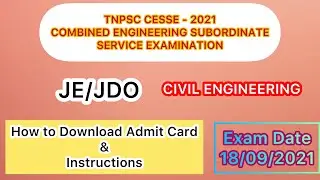 TNPSC CESSE - 2021/ How to download Admit Card & Instructions