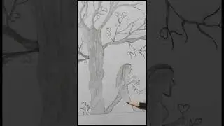 How To Draw Romantic Couple Under Love Tree  🥰 #shorts #art #trendingart #viralshorts