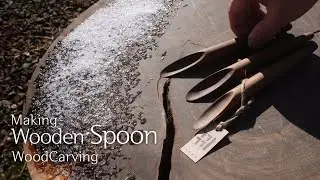 Making Wooden Rod Spoon #우드카빙 #원목주방소품 #woodcarving #handmade #woodworking