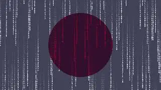 Japan Flag Matrix Rain Style Digital Stock Illustration | Motion background | Screen Saver