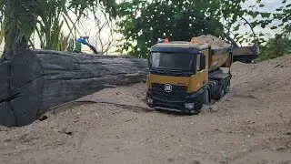 Sunset Site Work: Huina RC Excavator and Bulldozer Scale Models