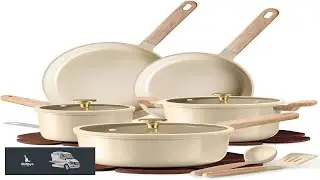 CAROTE 14Pcs Pots and Pans Set Non stick Ceramic Cookware Set Non toxic