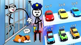 Thief Puzzle: to pass a level 😁Merge Car Run Evolution Race