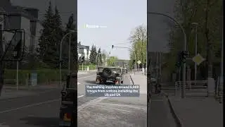 US Army convoy thunders through German town