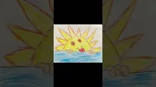 Cute illustration sun 🌞 drinking coconut water 🥥🍹 #art #shorts #summer #artclass #drawing