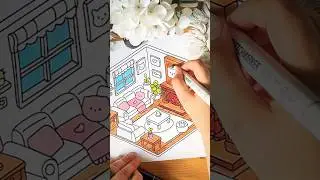 Coloring of a cute and cozy isometric living room #coloringforadults #isometric #isometricart