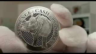 2022 St. Helena Cash Series 1oz Silver Rhino India Wildlife Coin