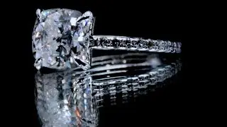 F&B Jewelry Showcase:  Custom FAB7.5mm Ice Cushion Moissanite 4 Claw Prong Micro Pave Ring