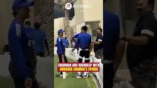Shubman Gill and Arshdeep Singh with Abhishek Sharma&rsquo;s father. #ytshorts #trendingshorts