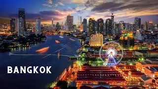 Bangkok City Night by Drone 4k - Bangkok Drone Night View