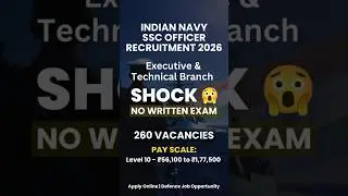 Indian Navy Officer Job 2026 | No Written Exam 😱 | Salary ₹56,100 #shorts