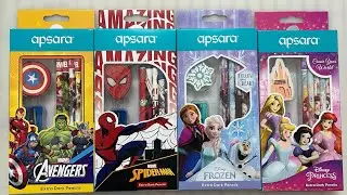 Unboxing Apsara Extra Dark Pencil Sets | Avengers, Spiderman, Frozen & Disney Princess Collection 