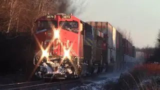 Long Stack Train CN 120 w/DPU Passing thru Nappan, NS at Track Speed