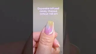 Dopamine-infused candy-themed cateye nail art🌈🎀 #nails #nailart #nailtutorial #naildesign #cateye