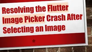 Resolving the Flutter Image Picker Crash After Selecting an Image