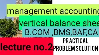 vertical balance sheet, practical problem, management accounting,t.y.b.com mgt group.