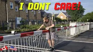 IDIOT ON A BICYCLE IGNORED BASIC TRAIN RAIL SAFETY