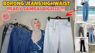 SHOPEE HAUL JEANS HIGHWAIST MURCE !!! READY SAMPAI BIGSIZE
