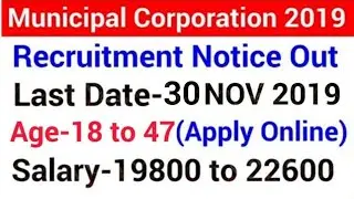 Municipal Corporation Recruitment 2019|Municipal Corporation Notification 2019|Latest govt jobs 2019