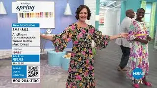 Antthony Printed Mesh Knit Tiered Ruffle Maxi Dress