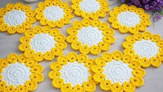 Easy and Gorgeous Crochet Coaster Soufflé Making💛#crochet #knitting #diy #handmade 