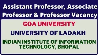Assistant Professor Vacancy 2022|Assistant Professor recruitment 2022|Goa University