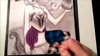 Speed Coloring from Spellbinding Images Grayscale Coloring Book with Colored Pencils and Gel Pens