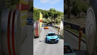 cars against 10 barriers 4 bollards - BeamNG. drive #beamngdrive #games #drivingking